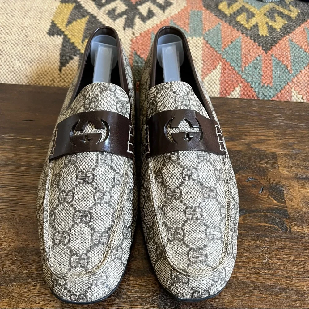GUCCI Interlocking GG Monogram Coated Canvas Gordon Sport Loafers Mens 7G US7.5 - Picture 3 of 16